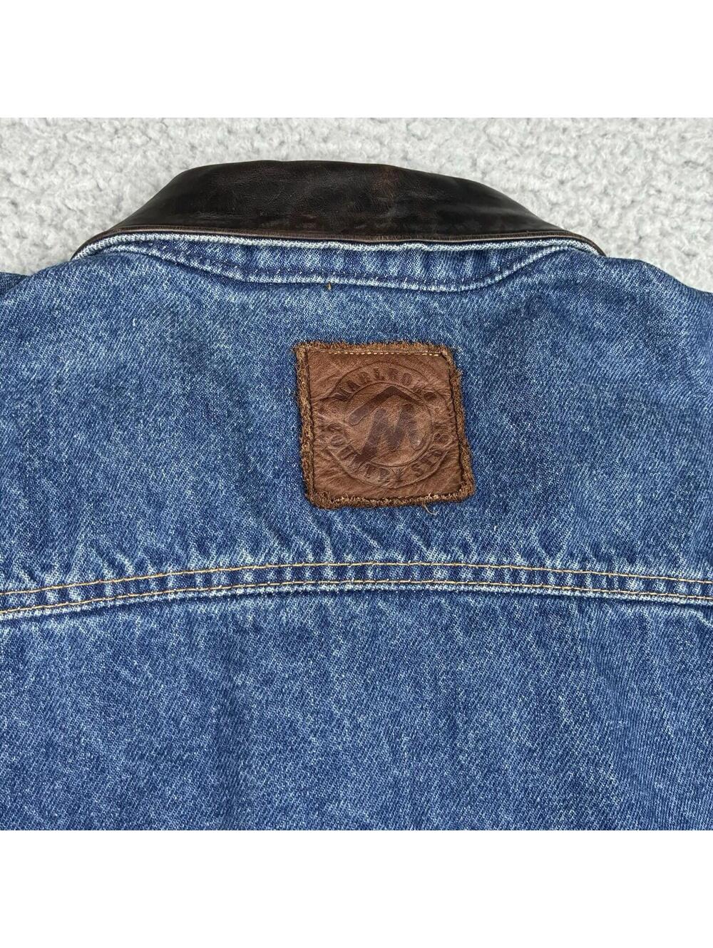 Vintage Marlboro Country Store Denim Trucker Jacket Mens XL 90s Tobacco Promo - Picture 13 of 15
